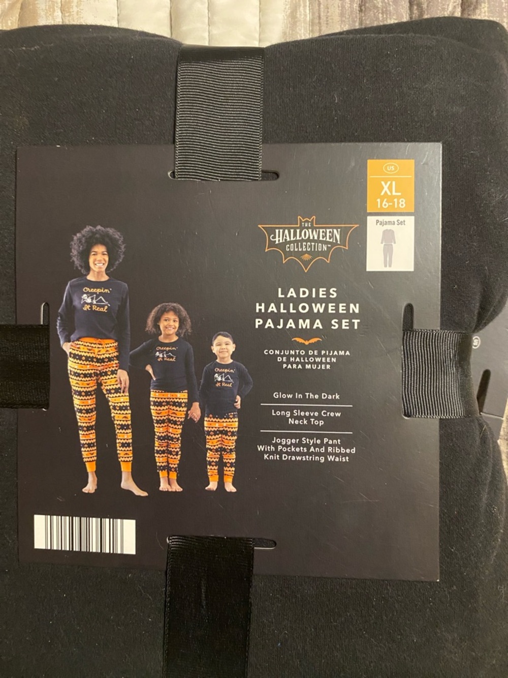 Ladies Glow-In-The-Dark Pajama Set - Black & Orange